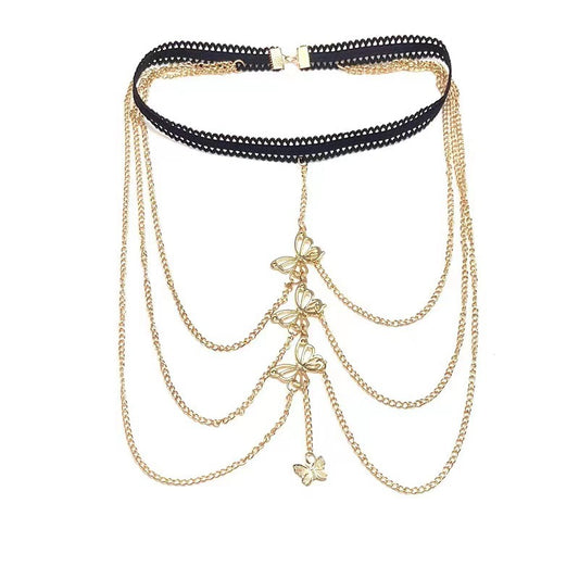 Multilayered Butterfly Thigh Chain
