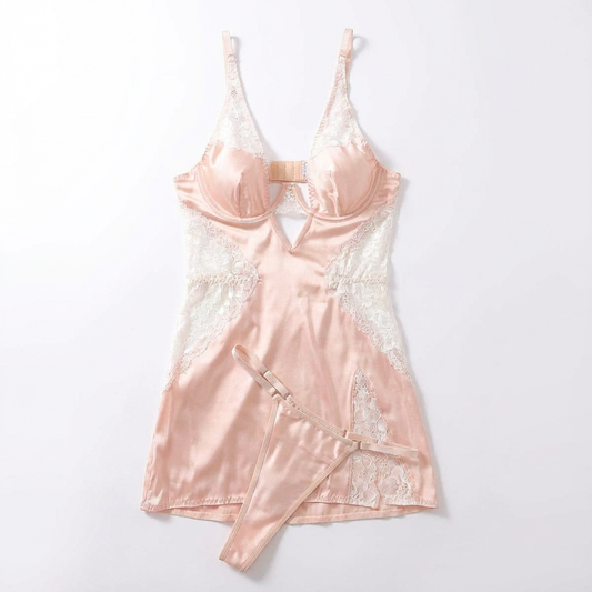 Rose Quartz Silk Chemise Set