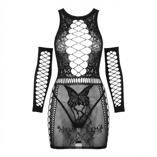 Midnight Hour Sculptural Mesh Dress