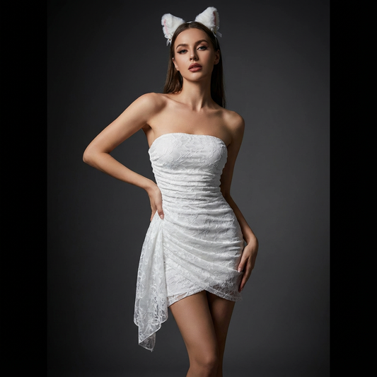 Seraphina Lace Corset Mini: Structured Elegance & Ethereal Drape