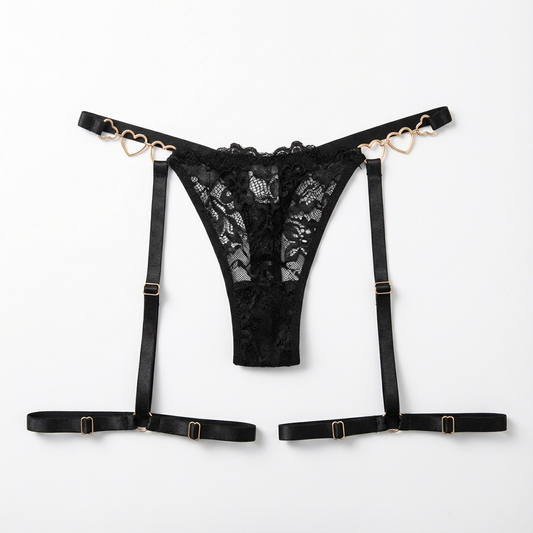 Amour Heart Garter Thong