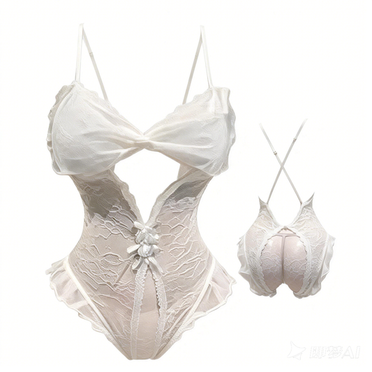 Aurora Lace Open-Crotch Backless Teddy Bodysuit